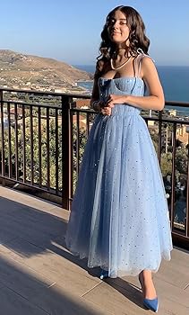 Amazon.com: Xijun StarsTulle Prom Dresses Tea-Length