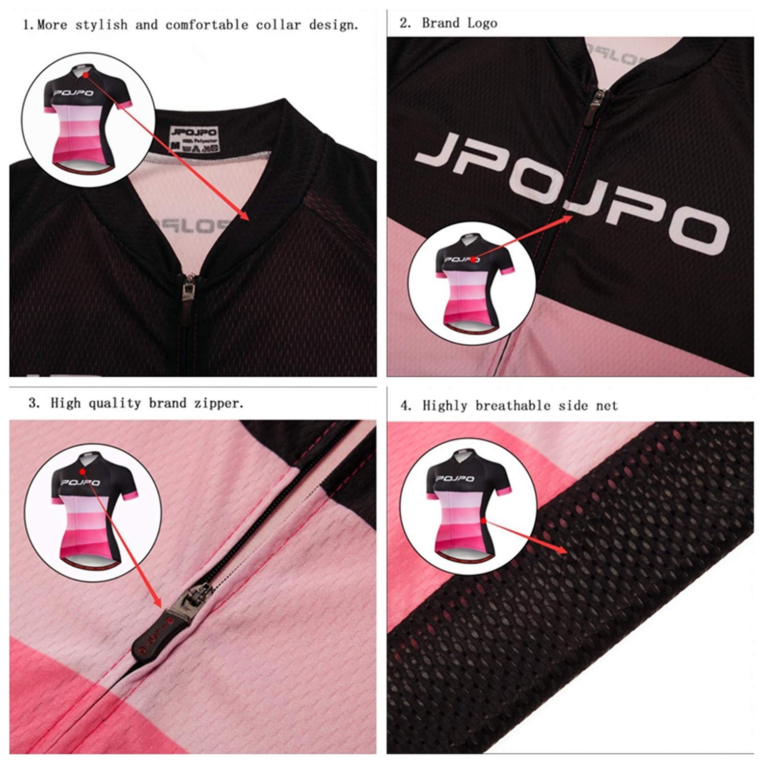 JPOJPO Damen Radtrikot Set Radtrikot Kurzarm + Radhose mit 5D Sitzpolster MTB Fahrradbekleidung