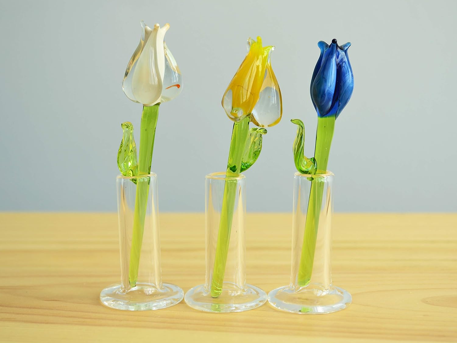 Small Glass Tulips Flowers Tulips Figurine Blown Flower