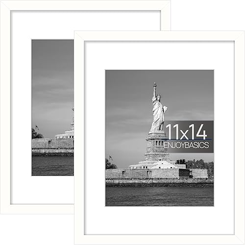 Miniatura 1 de ENJOYBASICS Portarretratos de 11 x 14 pulgadas, póster de 8 x 10 pulgadas con paspartú o de 11 x 14 pulgadas sin paspartú, marcos de fotos para