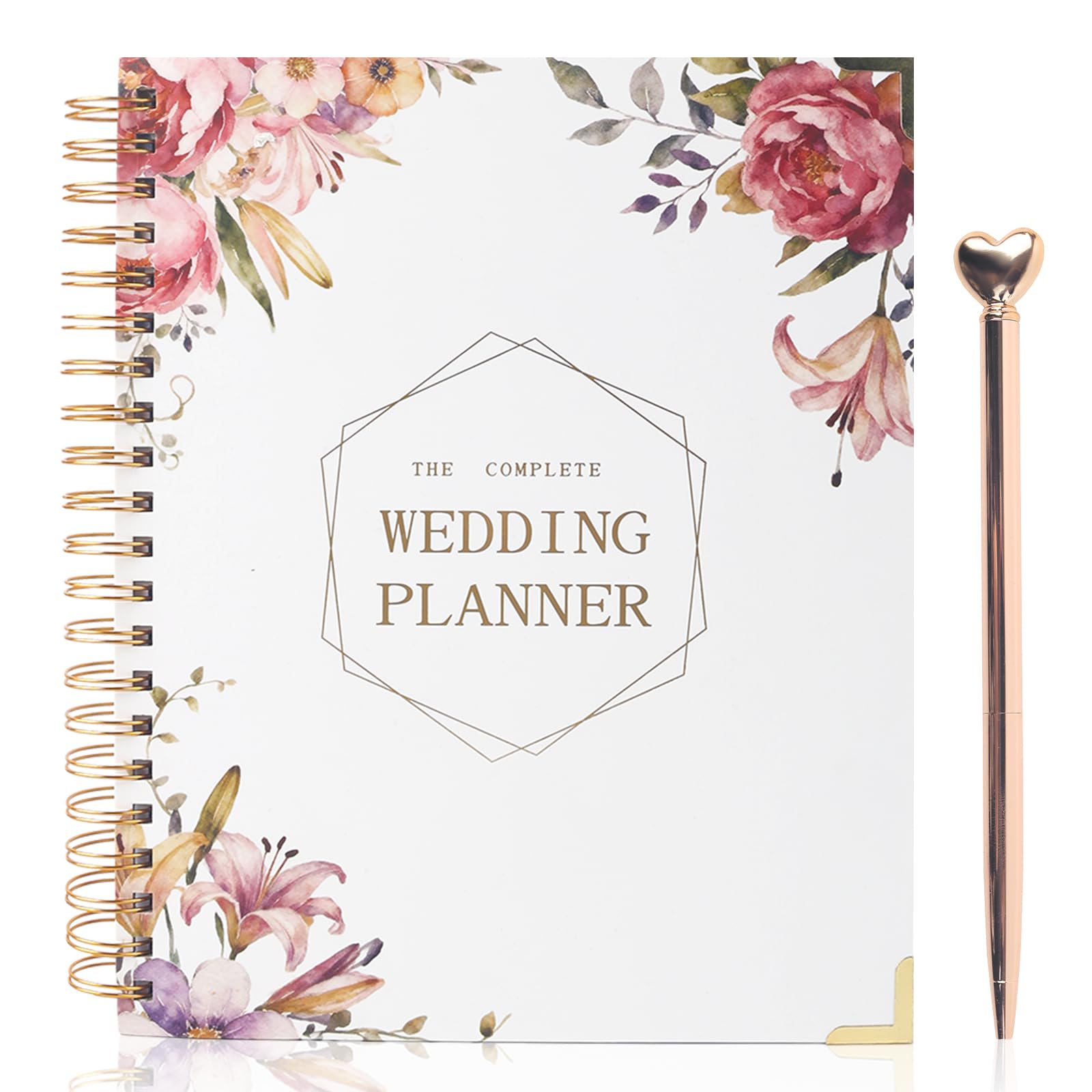 Wedding Planner Book Organiser, Pink Wedding Planning Book With 5 Section Guiding Pages,Personalised Countdown Notebook,Engagement Gifts for Couples