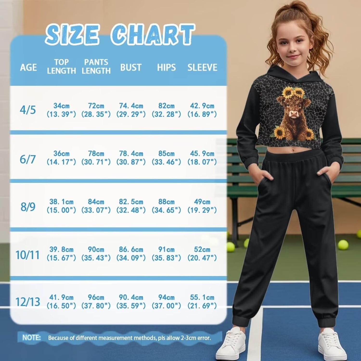 Girls Sweatsuit and Sweatpants Long Sleeve Crop Tops Girls Athletic Sets Pullover Sweatshirts