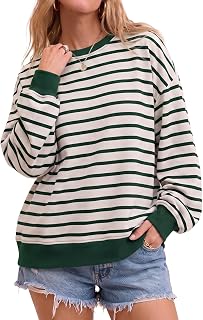 SHEWIN Womens Striped Sweatshirt Crewneck Long Sleeve Casual Pullover Tops | Striped, Color BLock, Crewneck, Long Sleeve Tops, Casual, Fall Fashion Clothes