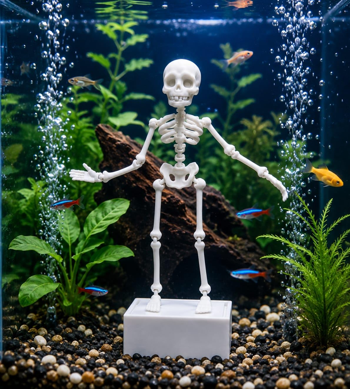 Dancing Skeleton Aquarium Ornament Fish Tank Decoration | Bubble-Powered Movement, Movable Joints, Aquarium-Safe Material, Unique Underwater Display-picture-42