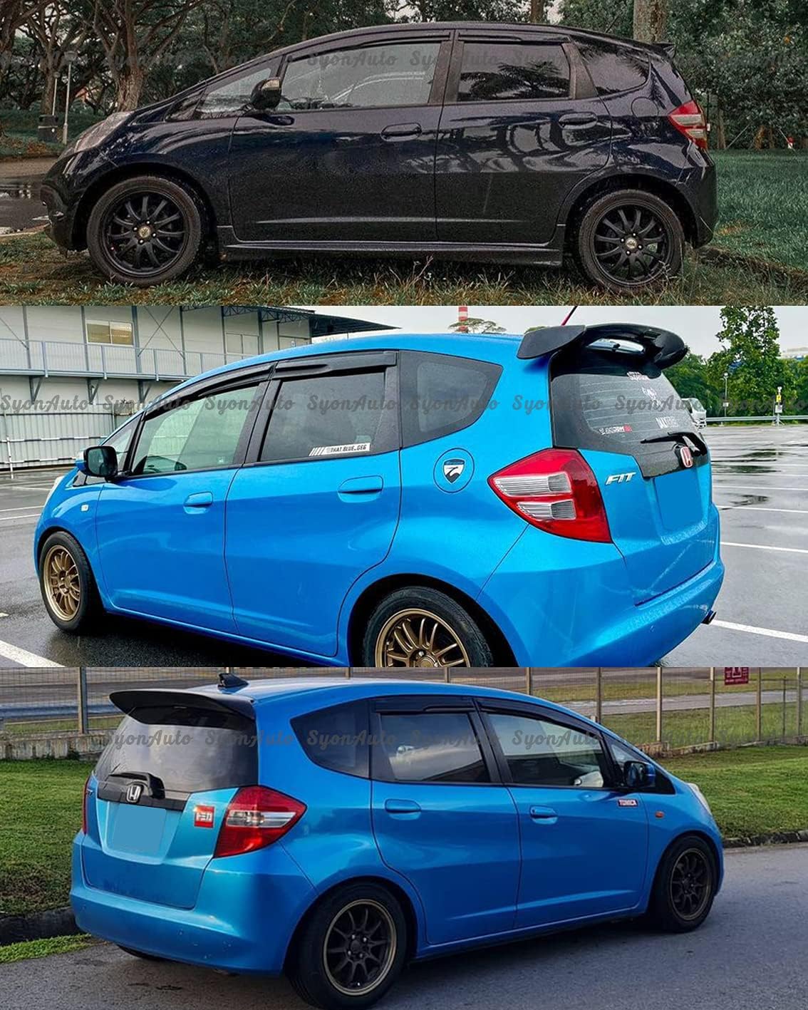 FITS 2009-2014 Honda FIT GE8 JDM 3D Wavy Mugen Style Window Visor RAIN Guard Vent