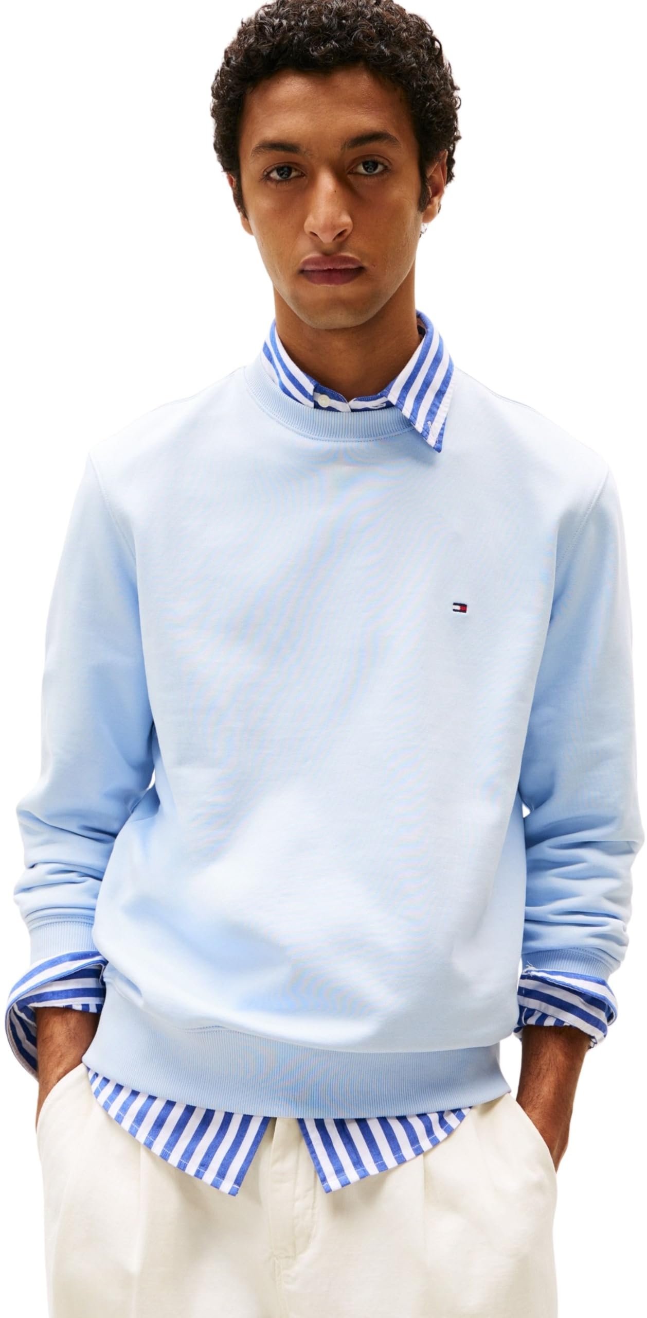 Tommy Hilfiger Men ESSENTIAL TERRY CREWNECK BLUE (Breezy Blue) L