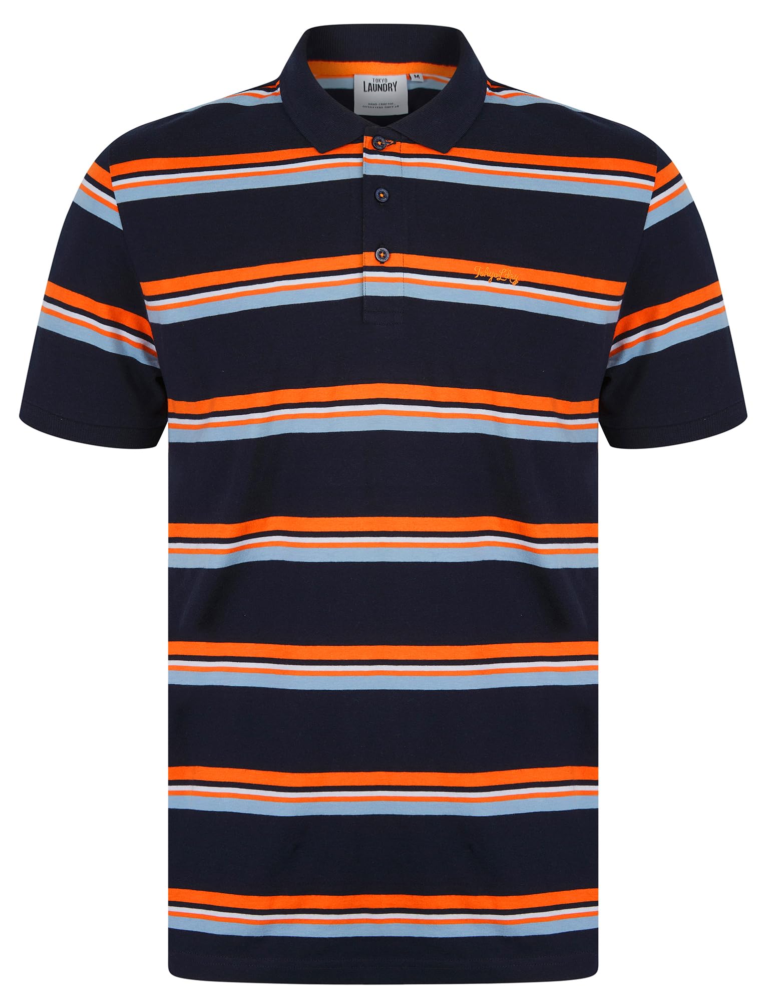 Tokyo Laundry Men's Haydin - Navy 'Haydin' Yarn Dyed Striped Cotton Pique Polo Shirt