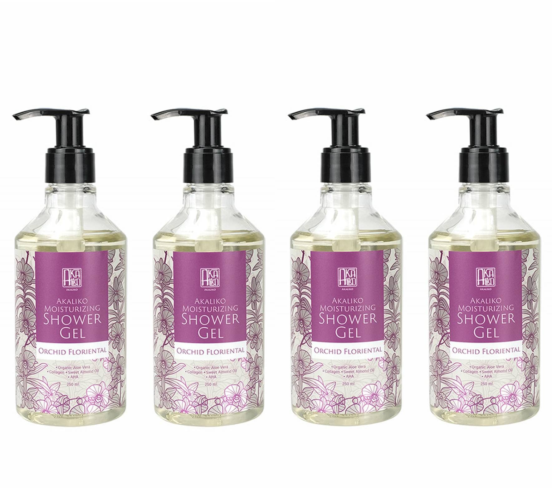 AKALIKO Orchid Floriental Moisturizing Shower Gel 8.45 Fl Oz. (Pack of 4)