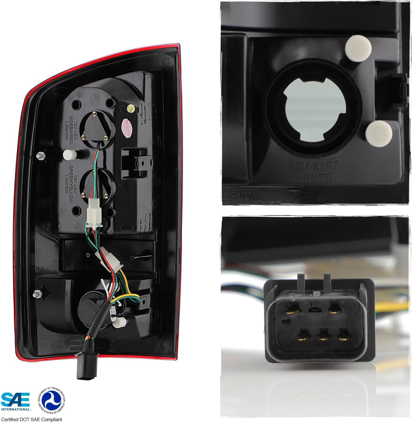 AKKON - For [C-Shape LED Bar] 02-06 Dodge Ram 1500 03-06 2500/3500 Pickup Truck Red Clear Lens Tail Brake Light Pair
