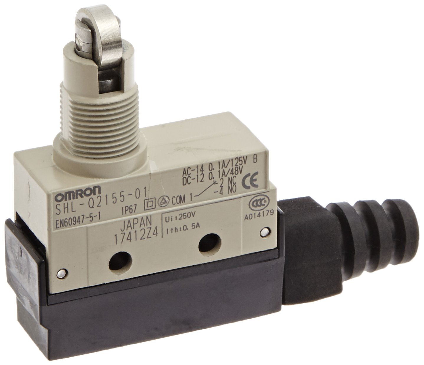 Omron SHL-Q2155-01 Subminiature Enclosed Switch, High Sealing, Micro Voltage, Panel Mount Cross Roller Plunger Actuator