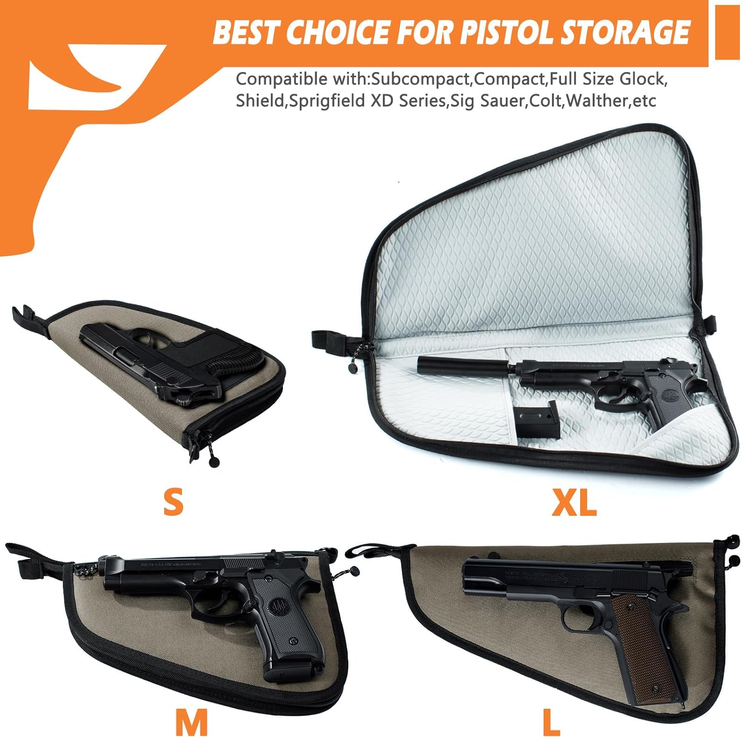 Soft Pistol Case for Handguns-Single Gun Cases for Pistols-Pistol Bag-Handgun Case With Lockable Zipper -Concealed Carry Gun Pouch-Pistol Bag Soft Gun Storage for Handguns[Only ONE Gun Bag] - Image 5