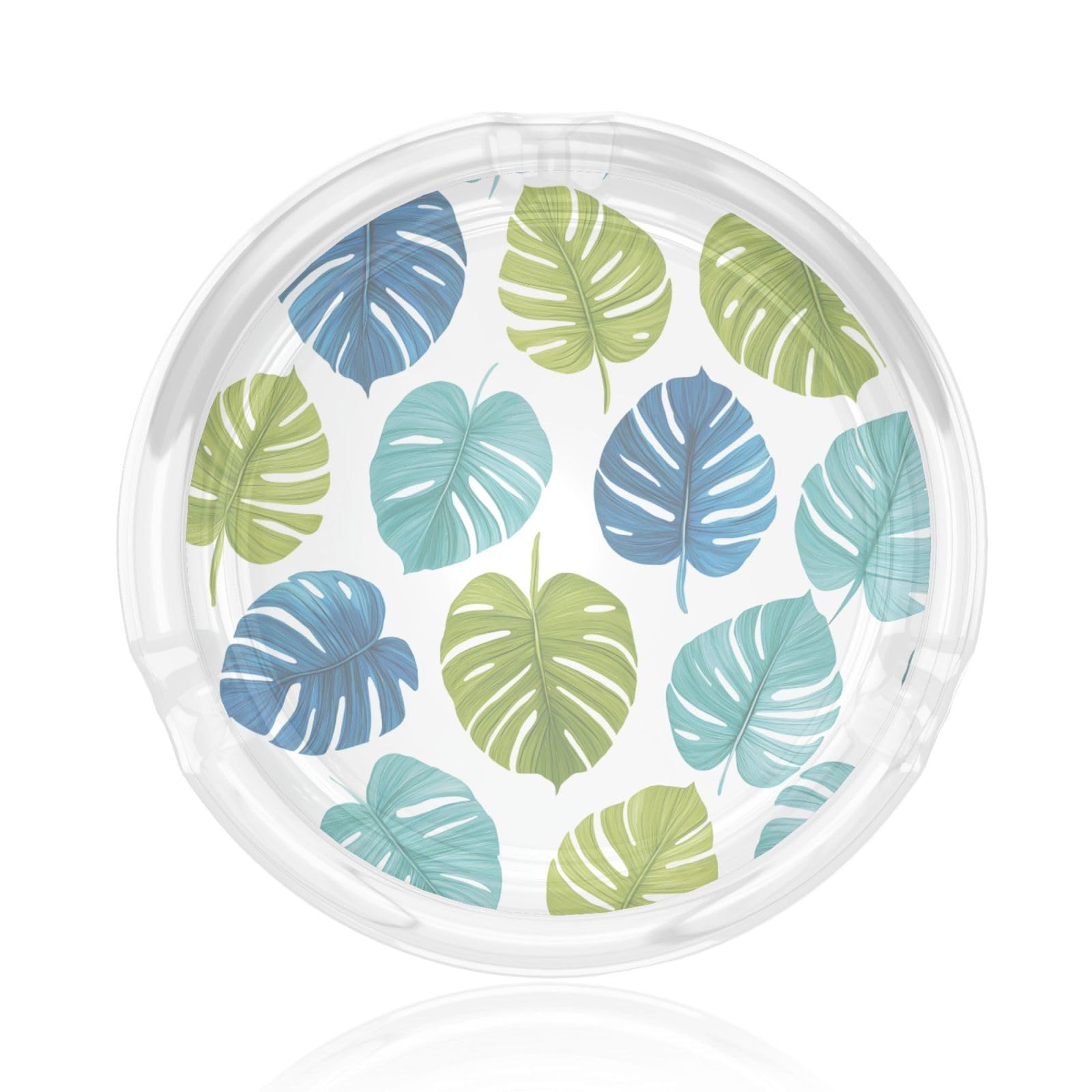 Palm Monstera Leaves Green And Blue Glass Ashtray For Cigarettes Ash Trays Case For Home Office Decor