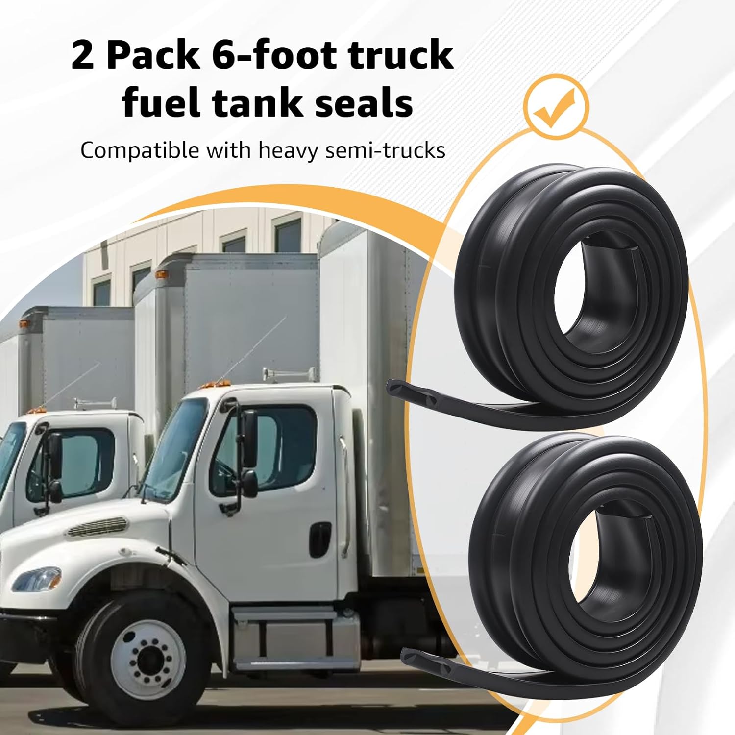 2 Pcs 2 inches Seal, for Fuel Tank Strap Isolator, Suitable for most semi-trailer trucks, Length 6 feet