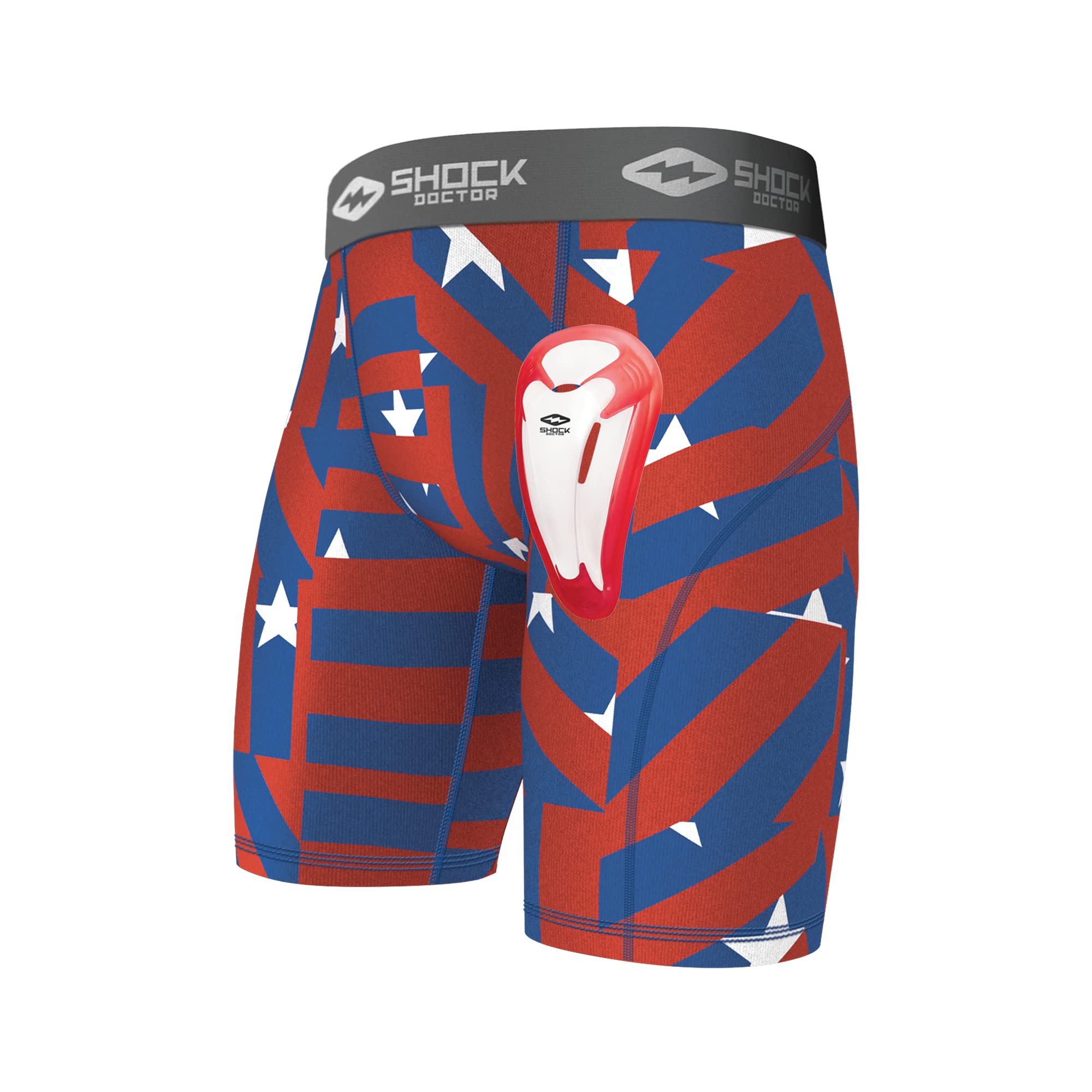 Shock Doctor Compression Shorts with Protective Bio-Flex Cup, Moisture Wicking Vented Protection - Youth