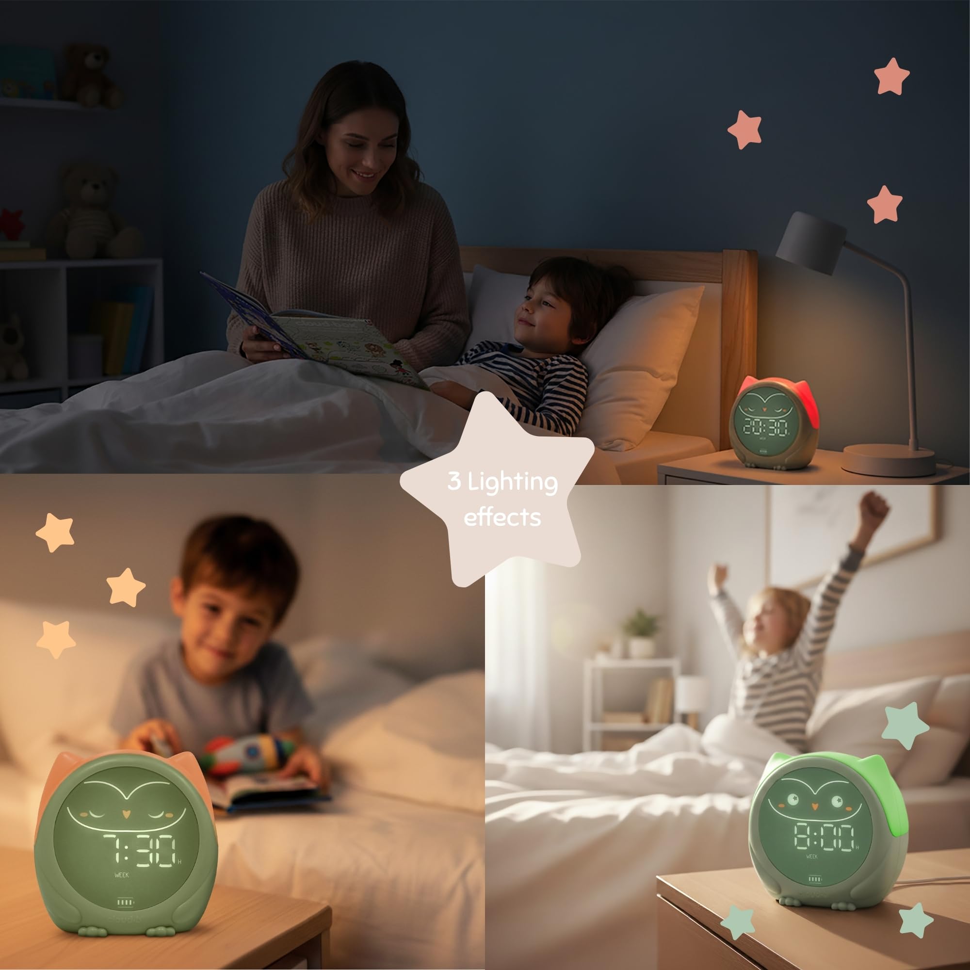 Cloud b Owlie Der Magische Schlaftrainer und Wecker | Schlaftrainings-Uhr für Kinder | 3 Lichtmodi | 4 beruhigende Einschlafgeräusche & 4 sanfte Weckmelodien