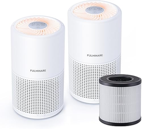 FULMINARE Purificadores de aire para dormitorio H13 True HEPA filtro de aire, limpiador de aire silencioso con luz nocturna, purificador de aire