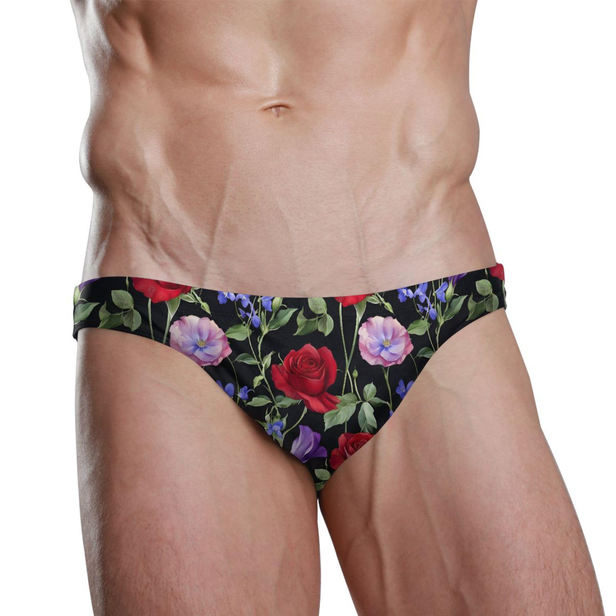 Rose Flowers Swim Briefs for Men Swimsuit Bikini Swimwear S B0403704
