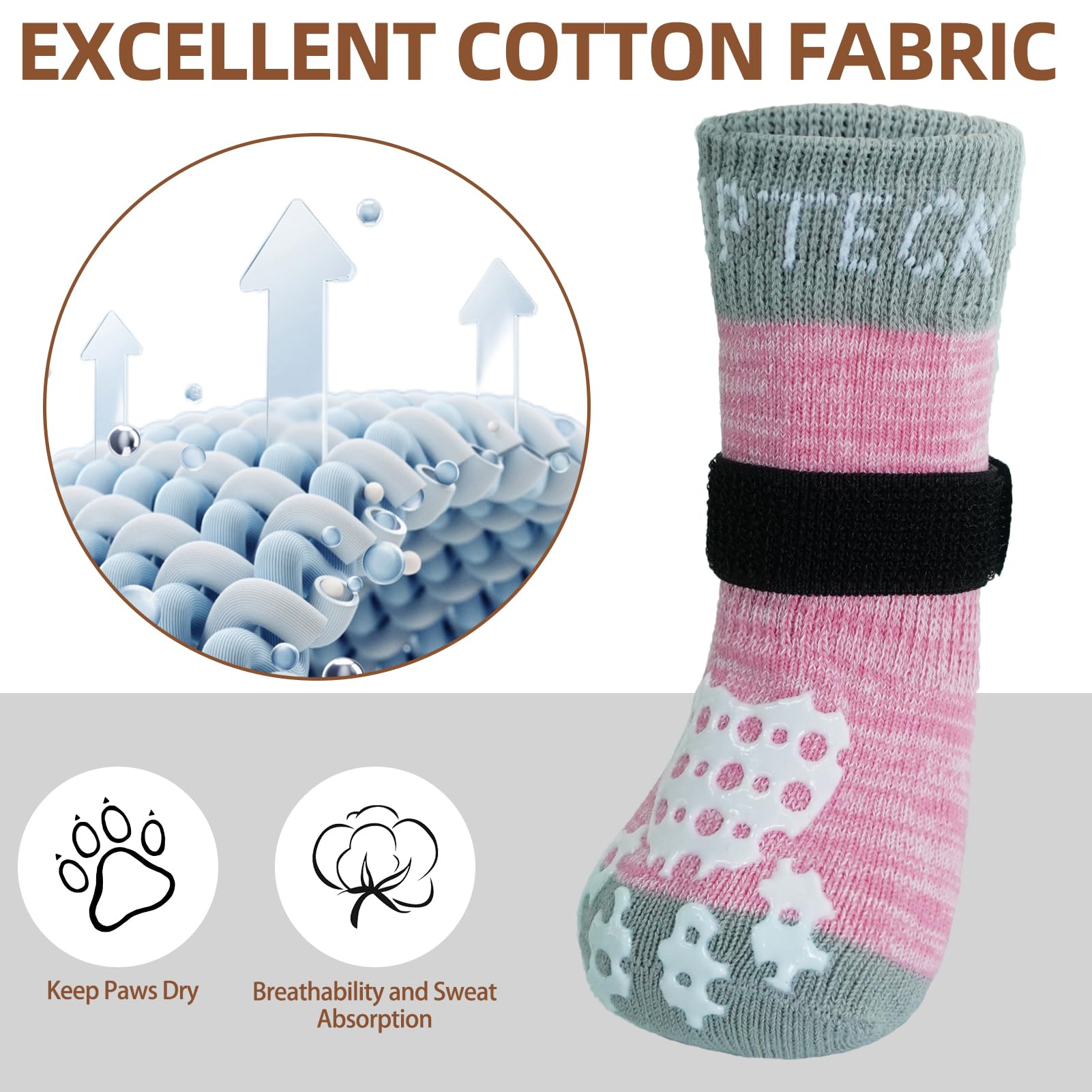 PUPTECK 2 works Anti-Slip Dog Socks Paws Stop Licking, Walking Boots for Injured Paws Hot Weather/Winter - Image 4