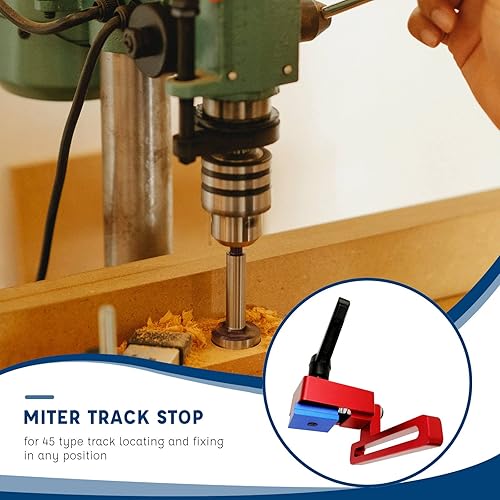 Miniatura 6 de 2 unids Miter Track Stop T-Ranura T-Tracks Stop Chute Locator Aleación de aluminio Conector de respaldo Carril guía de carpintería ranura en T para