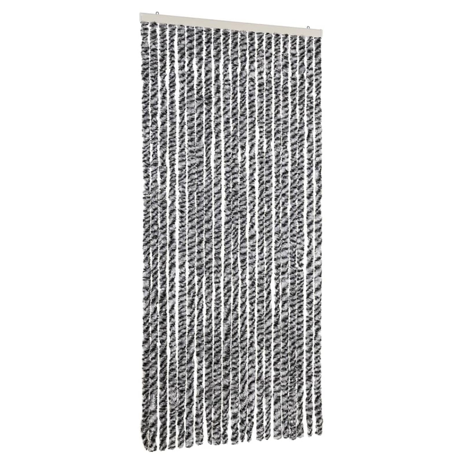 Tenda Antimosche Grigia Nera e Bianca 90x200 cm in Ciniglia,Tenda Antimosche per Finestre e Porte Leggera Resistente all'Acqua Silenziosa Zanzariera Antiisetti-377334
