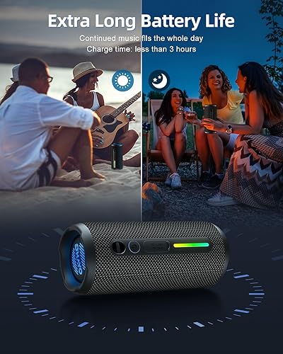 Miniatura 7 de OHAYO Altavoz Bluetooth portátil - IPX7 impermeable, emparejamiento estéreo inalámbrico, tiempo de reproducción de 25 horas, sonido fuerte de 24 W,