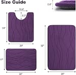 YIHOUSE Ensemble de matelas de bain en mousse de mémoire 3 Pièce, Ultra Tapis de bain absorbant pour salle de bains - Lavable en machine non glissante & Sécher rapidement, 3 Ensemble de tapis de salle de bains,Aiguille