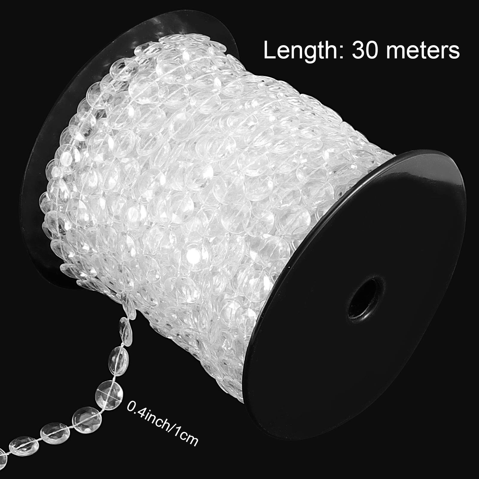 ZOENHOU 4 cuentas de cristal acrílico de 99 pies, cuentas de cristal transparente como cuentas de bricolaje guirnalda de diamantes envueltas por el rollo para cortina, boda, fiesta de cumpleaños