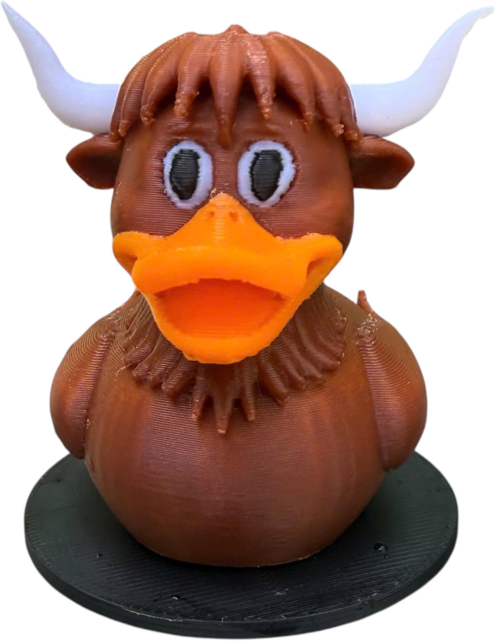 SpeakerMan 3D Printed Cow Duck Figurine with Rotating Base – Funny White Elephant Gag Gift – 3D Printed Dark Humor Collectible for Car or Office Display - Collectible Dashboard Duck for Cars & Jeeps