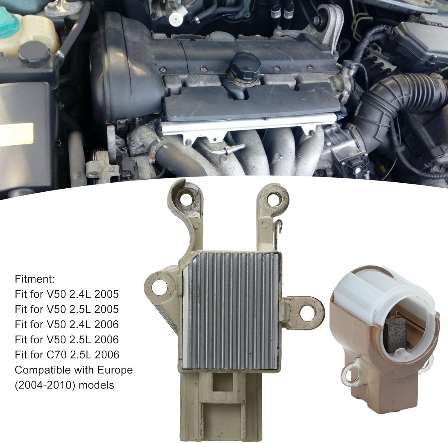1 Pc Voltage Regulator Brush Holder, Alternator Brush Holder Kit, Alternator VRH2005171 for V50 2.4L 2.5L 2005 to 2006