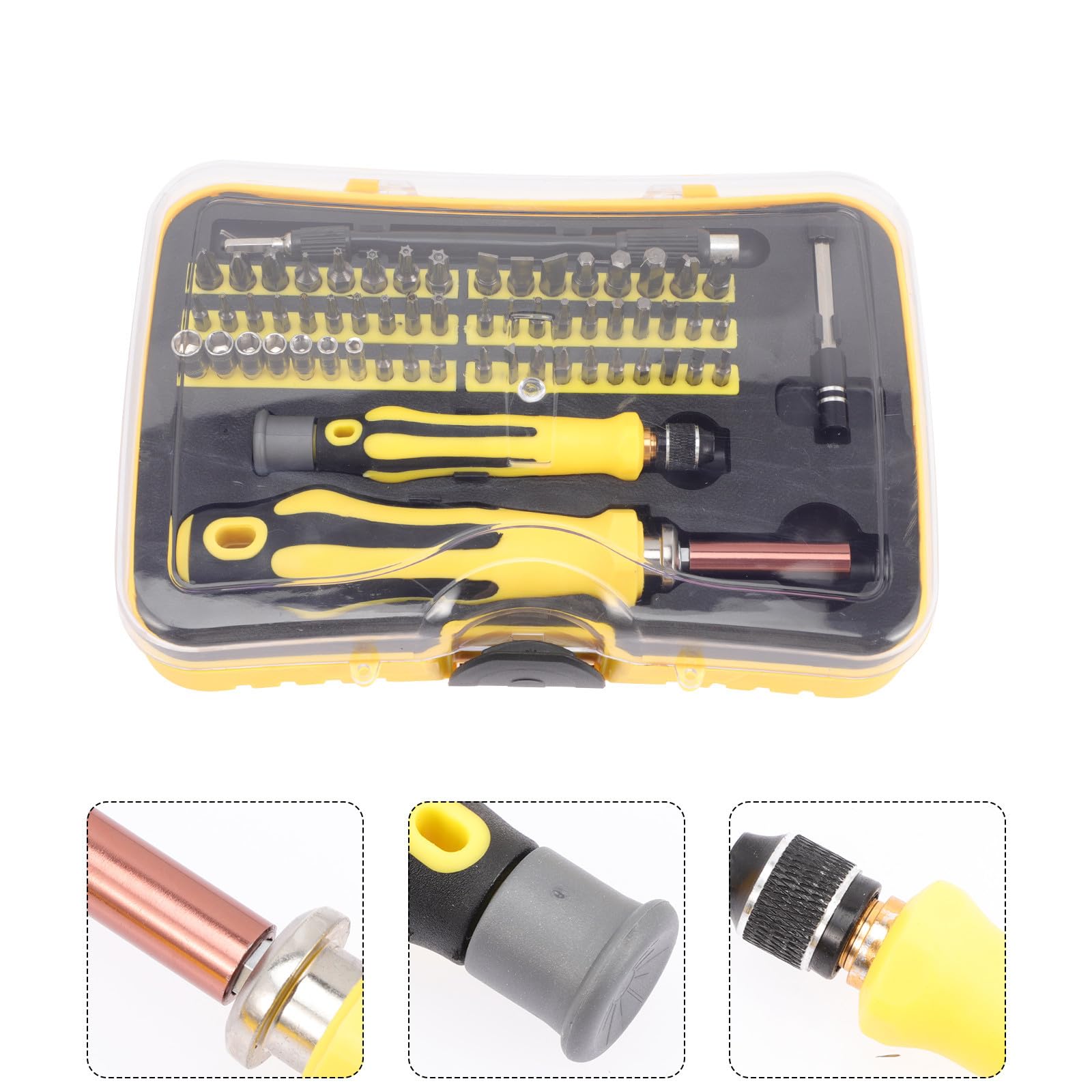 Multifunktions Schraubendreher Satz für Zuhause mit Magnetischen Bits Einfachem Design und Leicht Tragbarem Gelbem Koffer für Telefon und Laptop Reparaturen