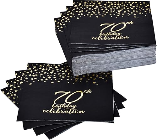 Miniatura 8 de Gatherfun 50th Birthday Napkin Disposable Paper Napkins Black and Gold Party Decorations Tableware for Men Woman 50 Birthday Party（6.5X6.5in, 3-Ply