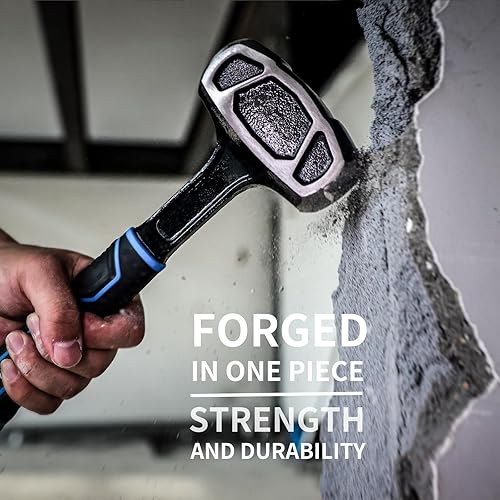 Miniatura 28 de REAL STEEL Martillo de trineo, martillo de palo de perforación de 3 libras para agarre de goma llamativo forjado grafito encamisado 0508