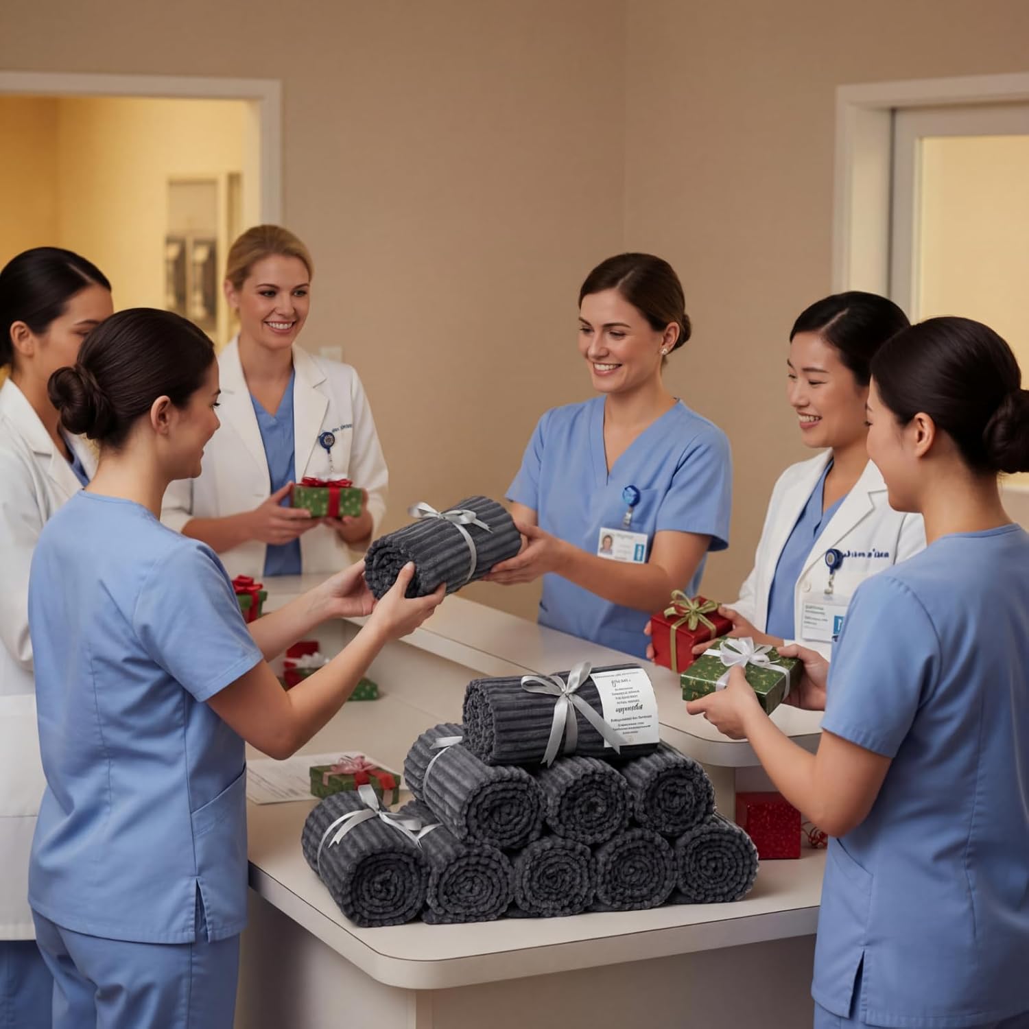 Moukeren 6 Pack Employee Appreciation Gifts Textured Thank You Blankets Bulk, 50 x 60 Inch Fuzzy Cozy Blankets with Inspirational Quote, Soft Flannel Throws for Teachers Nurses(Dark Gray) - Image 2