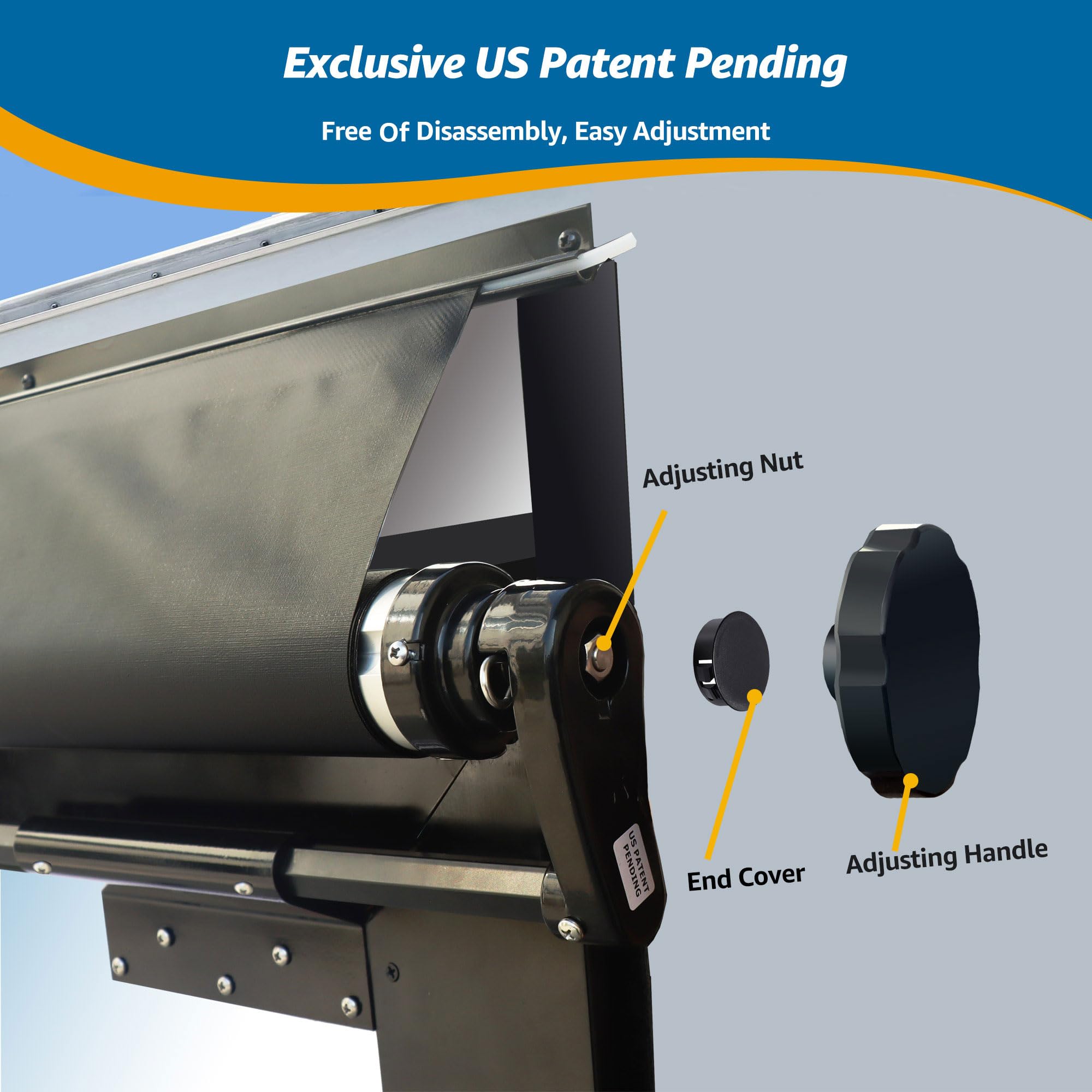 RVeaves Slide Topper Awning Slide Out Awning Free of Disassembly Mechanism Full Set for RV,5th Wheel,Trailer, Camper 49inches Extension -Black Solid, 10' (9'7