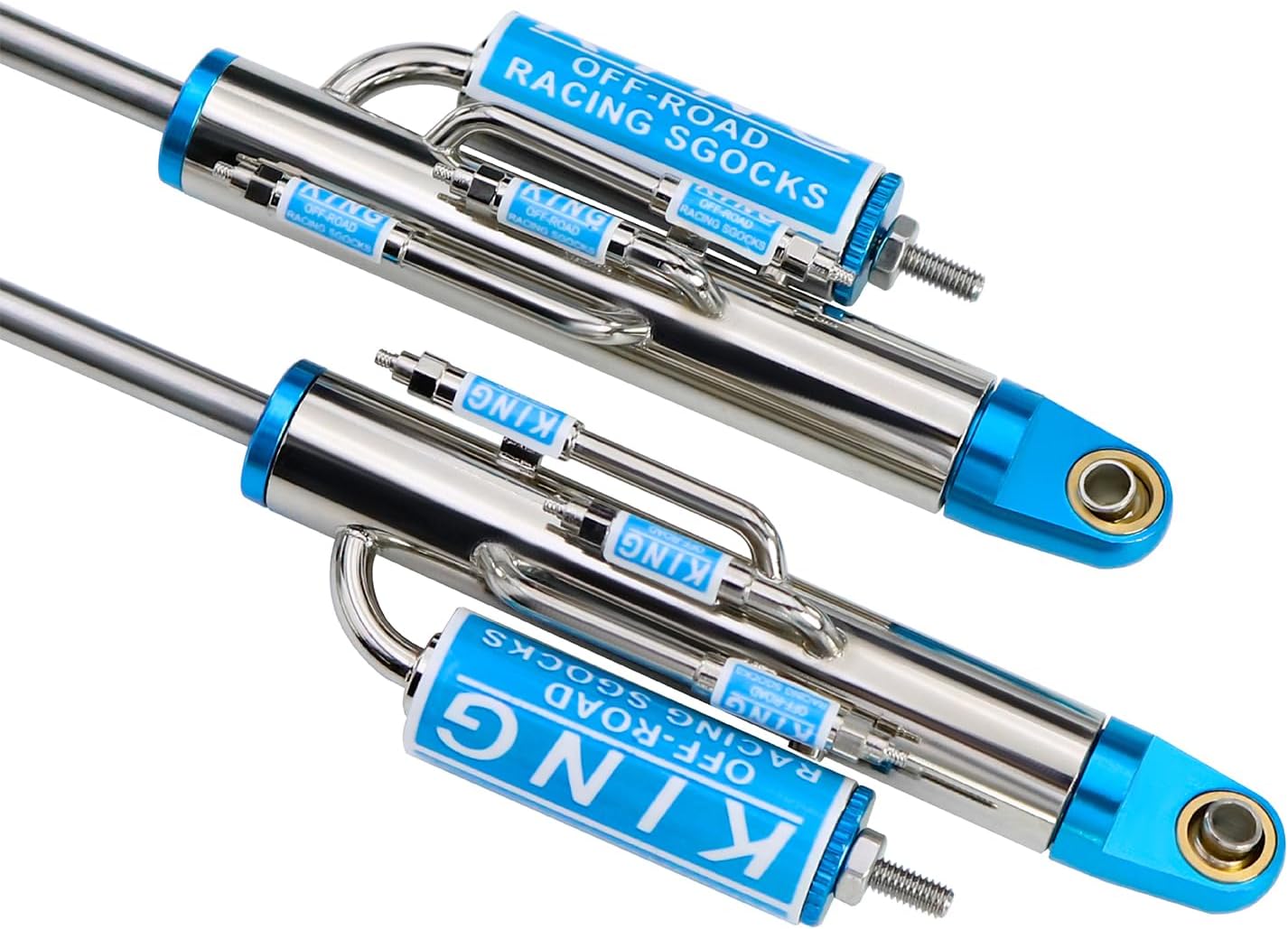 1/10 Simulated Negative Pressure Damper Shock Absorber Metal Decoration for RC Crawler UT4 TRX4 RR10 Wraith DIY Upgrade (Blue 125 mm 2Pcs)