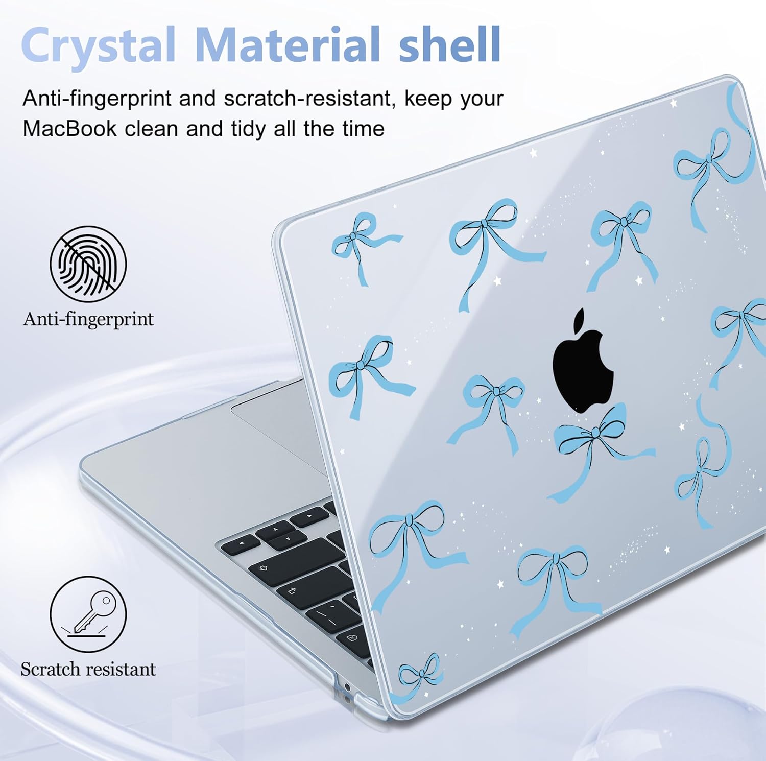 May Chen Case for MacBook Air 13/13.6-inch (M5/M4/M3/M2, 2022-2026 Models A3449 A3240 A3113 A2681), Lightweigth | Closes Seamlessly | Ideal for Work, Print Shell Case, Blue Bows