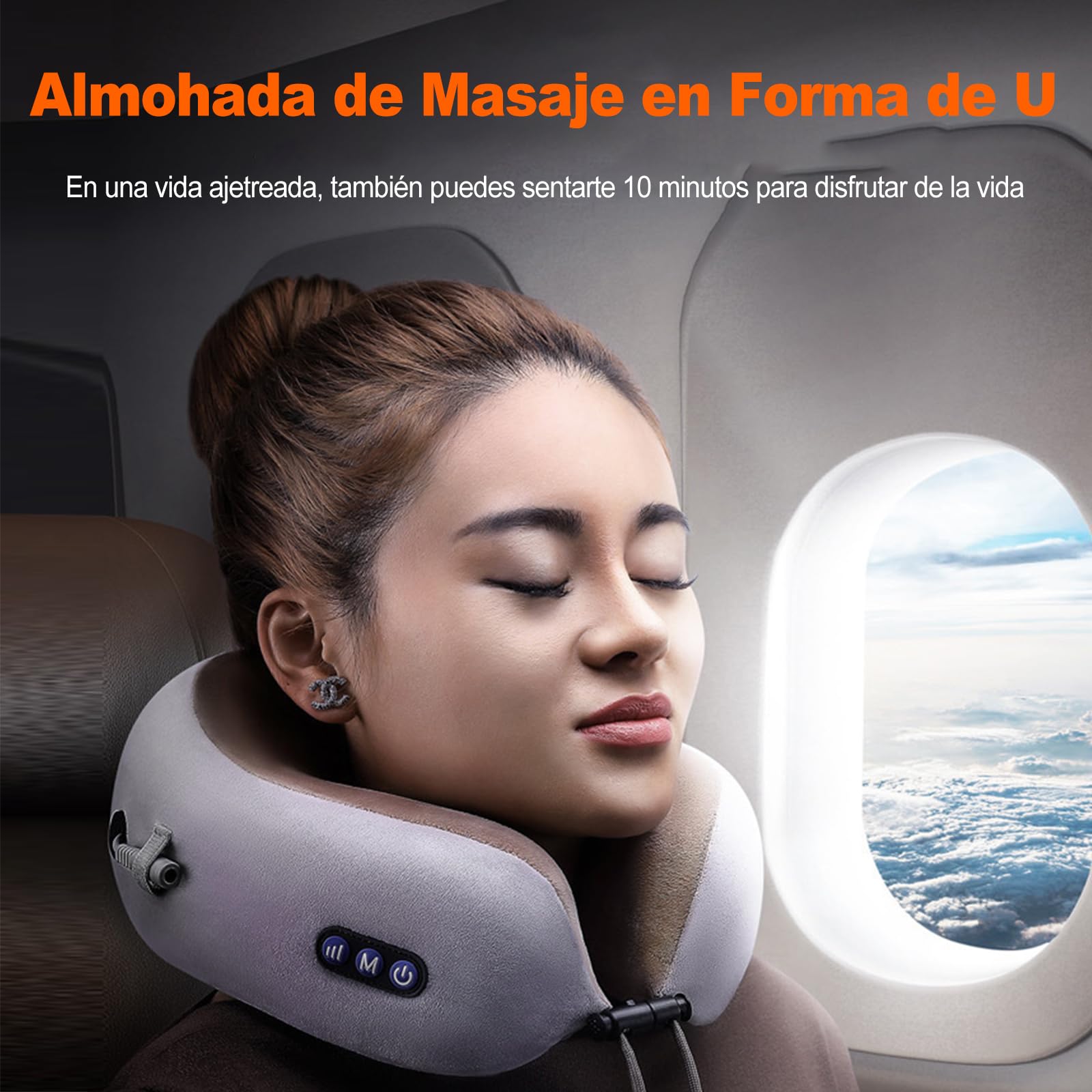 Ergocar Almohada de Masaje Masajeador de Cuello Masajeador Cervical Alivio del Dolor Muscular Almohada de Masaje en Forma de U Para El Hogar y la Oficina (Marrón)