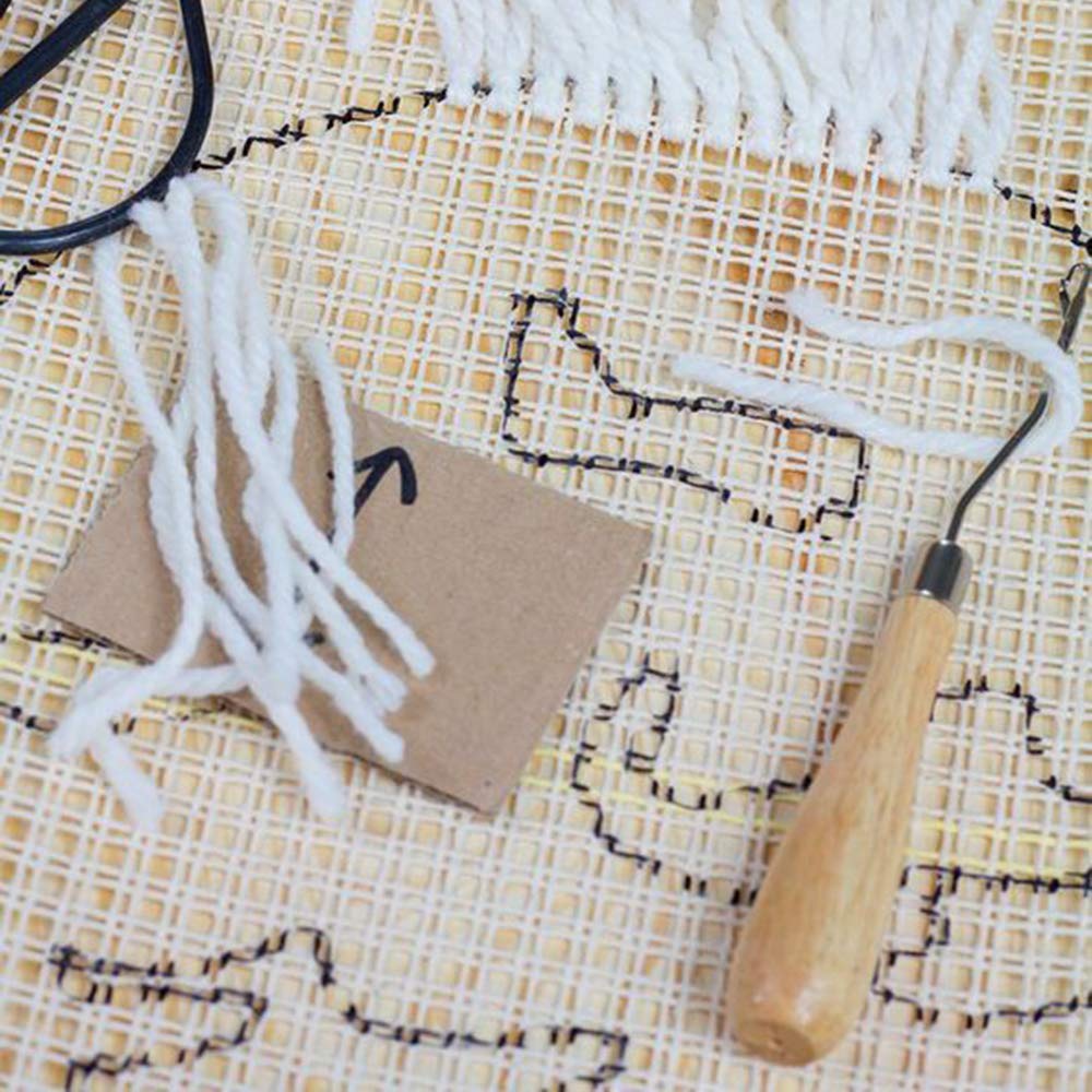 Kit per tappeto da 50,8 x 30,5 cm con punto fermo a punto smirne, tappeto da pavimento con uncinetto in legno, kit fai da te, per bambini e adulti