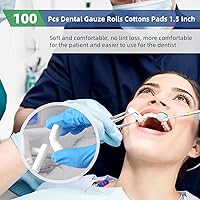 Vista 5 de Annhua 100 PIEZAS Rollos de algodón dental, gasa de algodón, #2 Mediano de 1,5" Tapones nasales de bola de algodón enrollada - 100% Algodón Natural