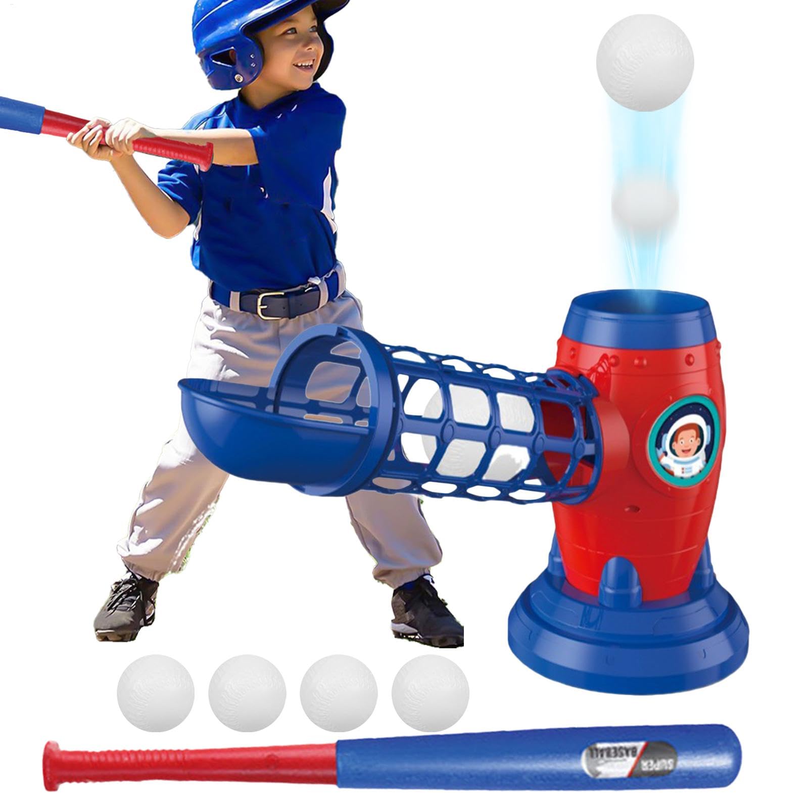 T Ball Set Kids - Baseball-Tenniswurfmaschine, automatische Wurfmaschinen, Outdoor-Baseball-Spielzeug, Baseball-Starter-Maschine