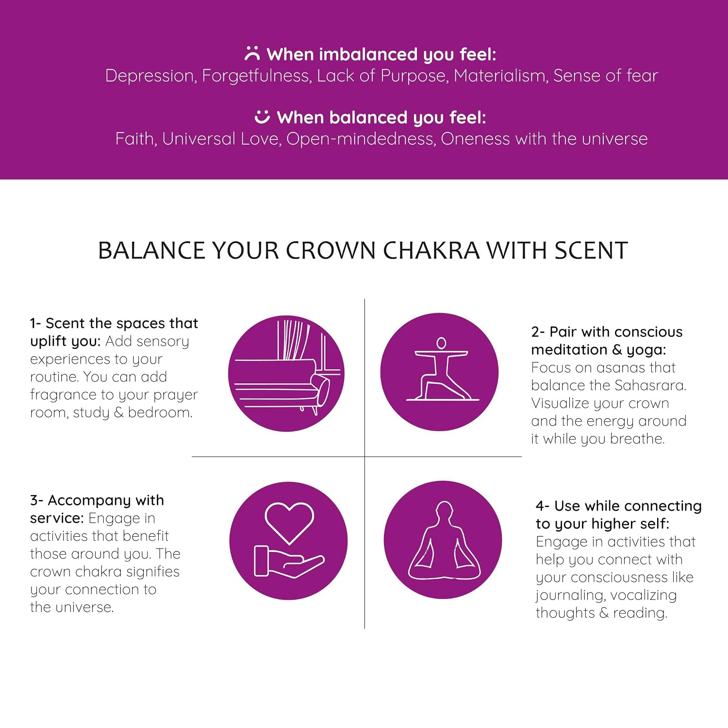 Aromafume Crown Chakra Natural Mist 100ml/3.3 fl oz | Sahasrara | Aromatherapy Spray for Chakra Balance | Lavender & Jasmine Extracts | Essential Oil Spray for Meditation, Yoga, Reiki