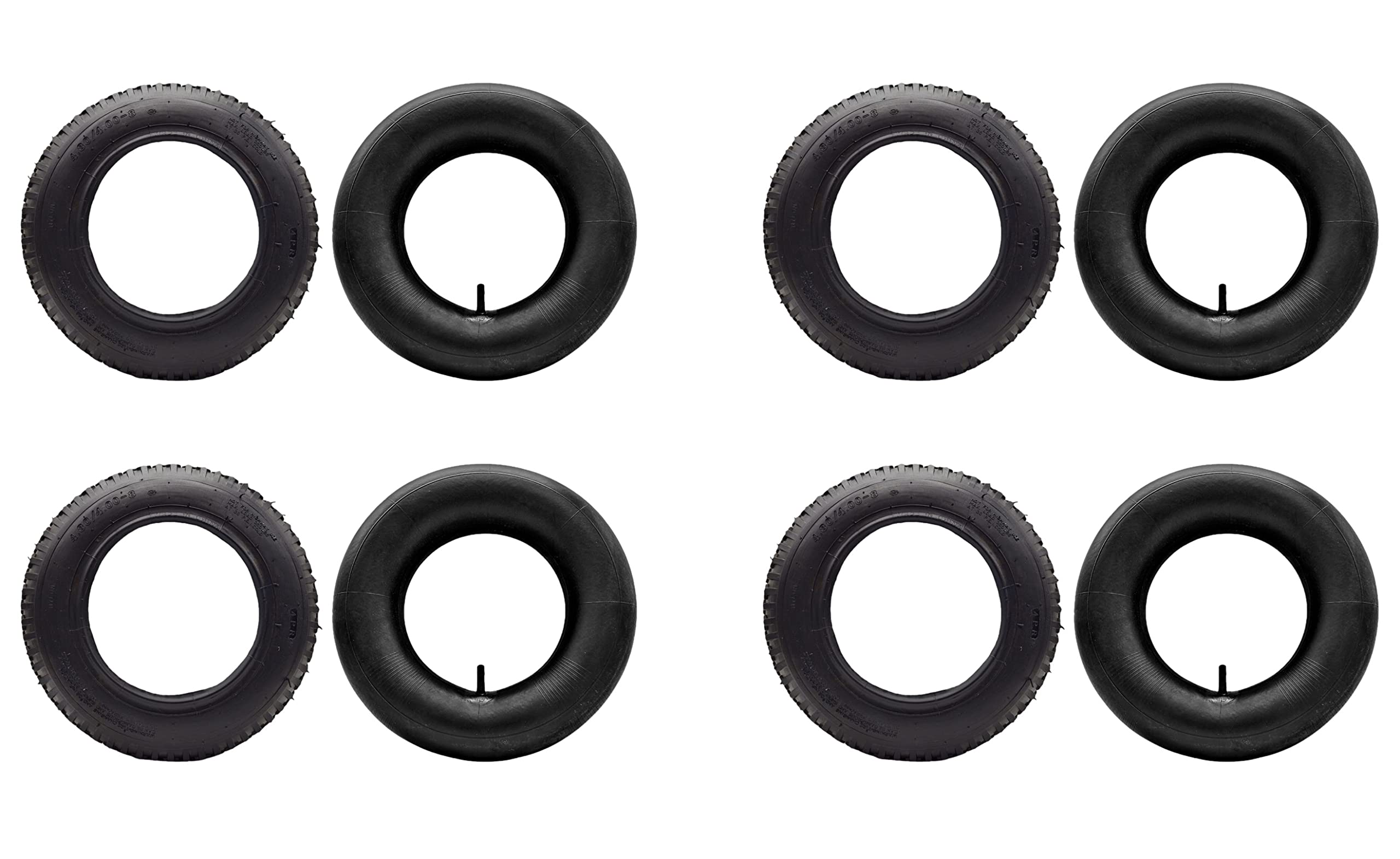 4X HMH-Shop Schubkarren Set Mantel + Schlauch 4.80/4.00-8 Schubkarrenmantel 4er Set Decke Schubkarrenschlauch 4.80 Ersatzreifen 4.00-8 Karre Luftreifen 4 Stück Reifendecke 400x100mm Innenschlauch