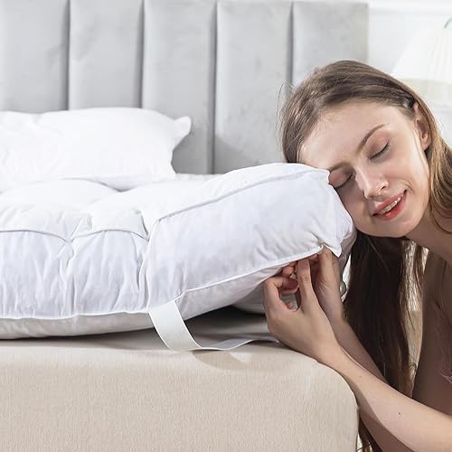 WhatsBedding Cubrecolchón de cama de plumas de 5 pulgadas, cubrecolchón de espuma viscoelástica de plumas de pato, capa superior gruesa, tamaño