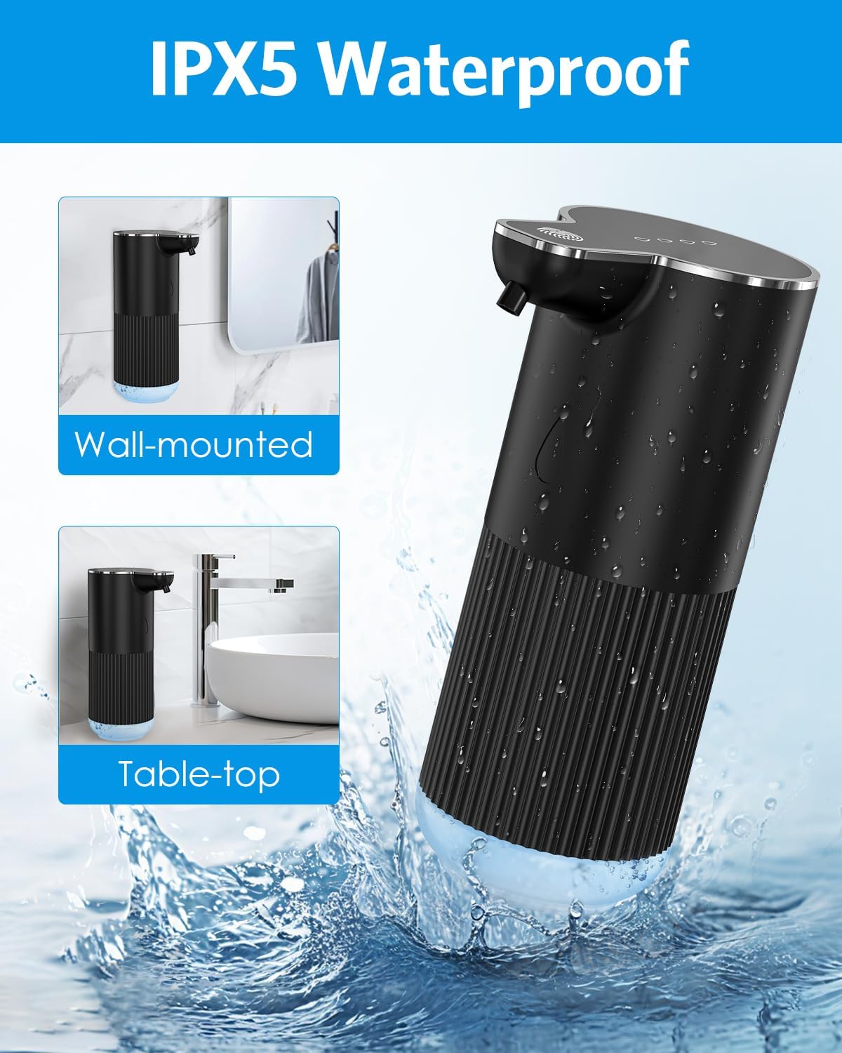 Automatic Foaming Soap Dispenser, Temracha 11.8 oz Touchless Foam Hand Dish Soap Dispenser, 4-Level Adjustable, Wall Mounted, Rechargeable, for Bathroom, Kitchen, Office - Image 6