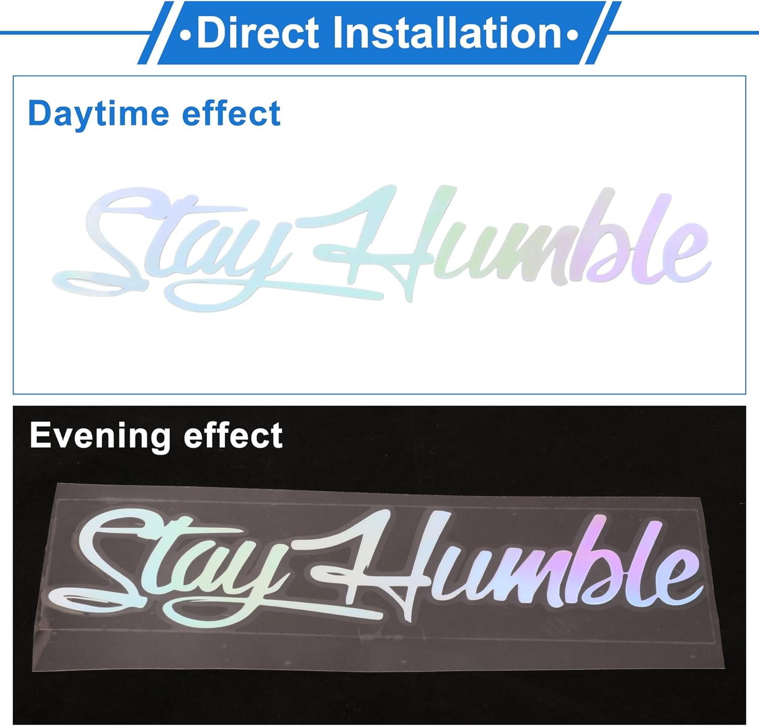 Motoforti Reflective Bumper Decal Colorful Gradient Square Stay Humble Reflective Car Sticker Personalized Decoration Vehicle Body or Door or Window - Image 7