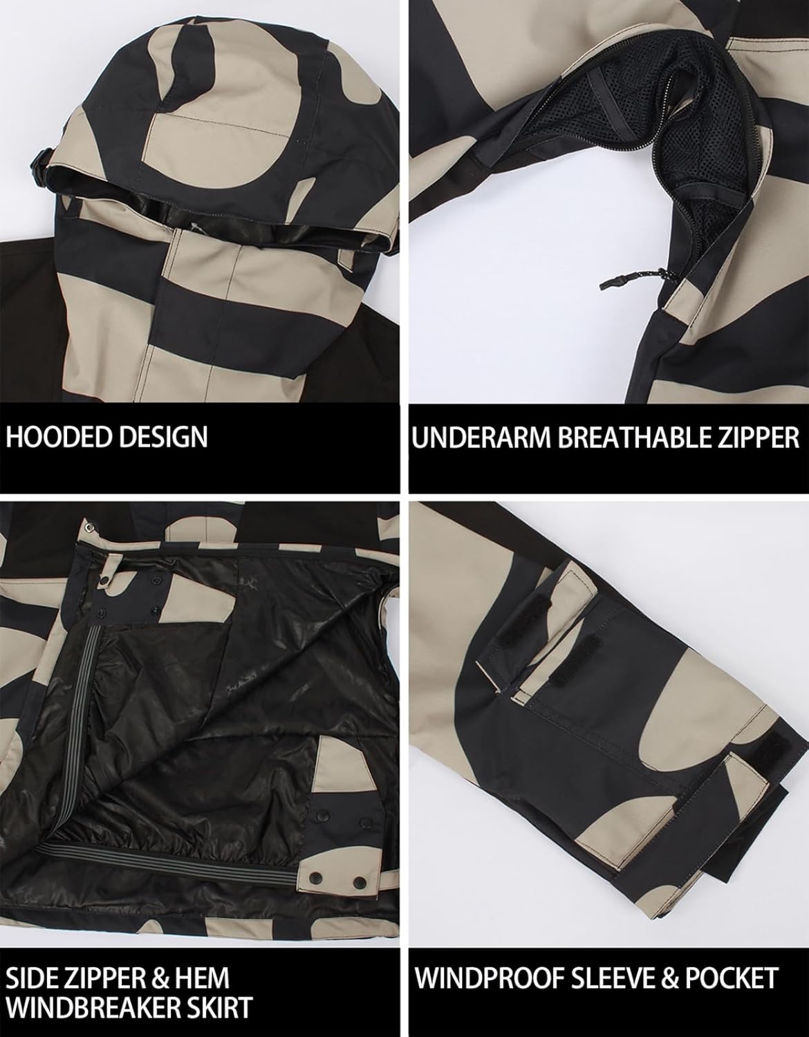 Mens Snowboard Jacket Ski Pullover Coat Warm Waterproof Windproof Men Snowboarding Jacket Winter Sports - Image 4