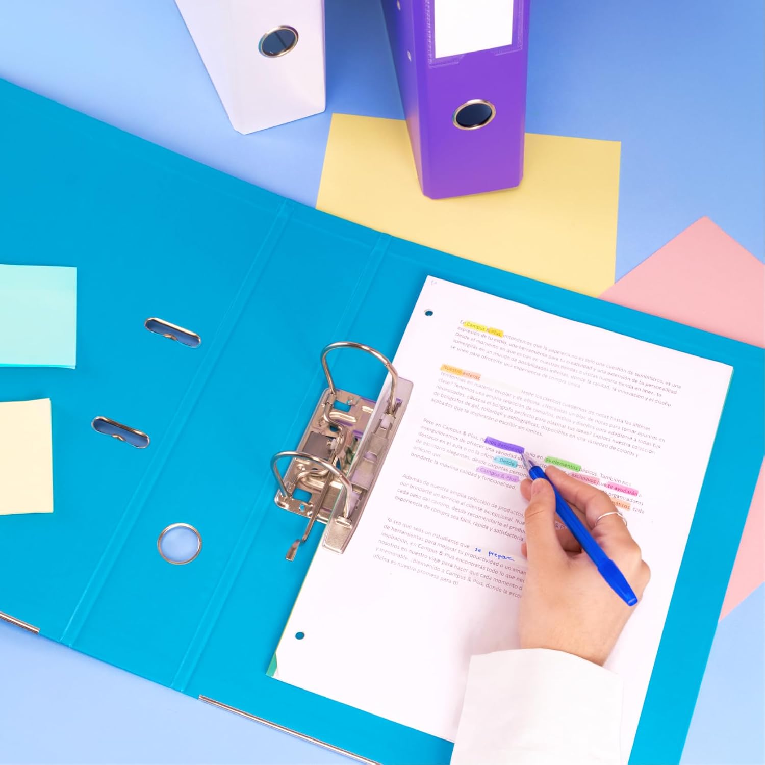 Raylu Paper 2 Ring Binder A4 Ring Binder with Lever and Spine 7.5cm Large Capacity Holds 500 Sheets with Interchangeable Label (White)