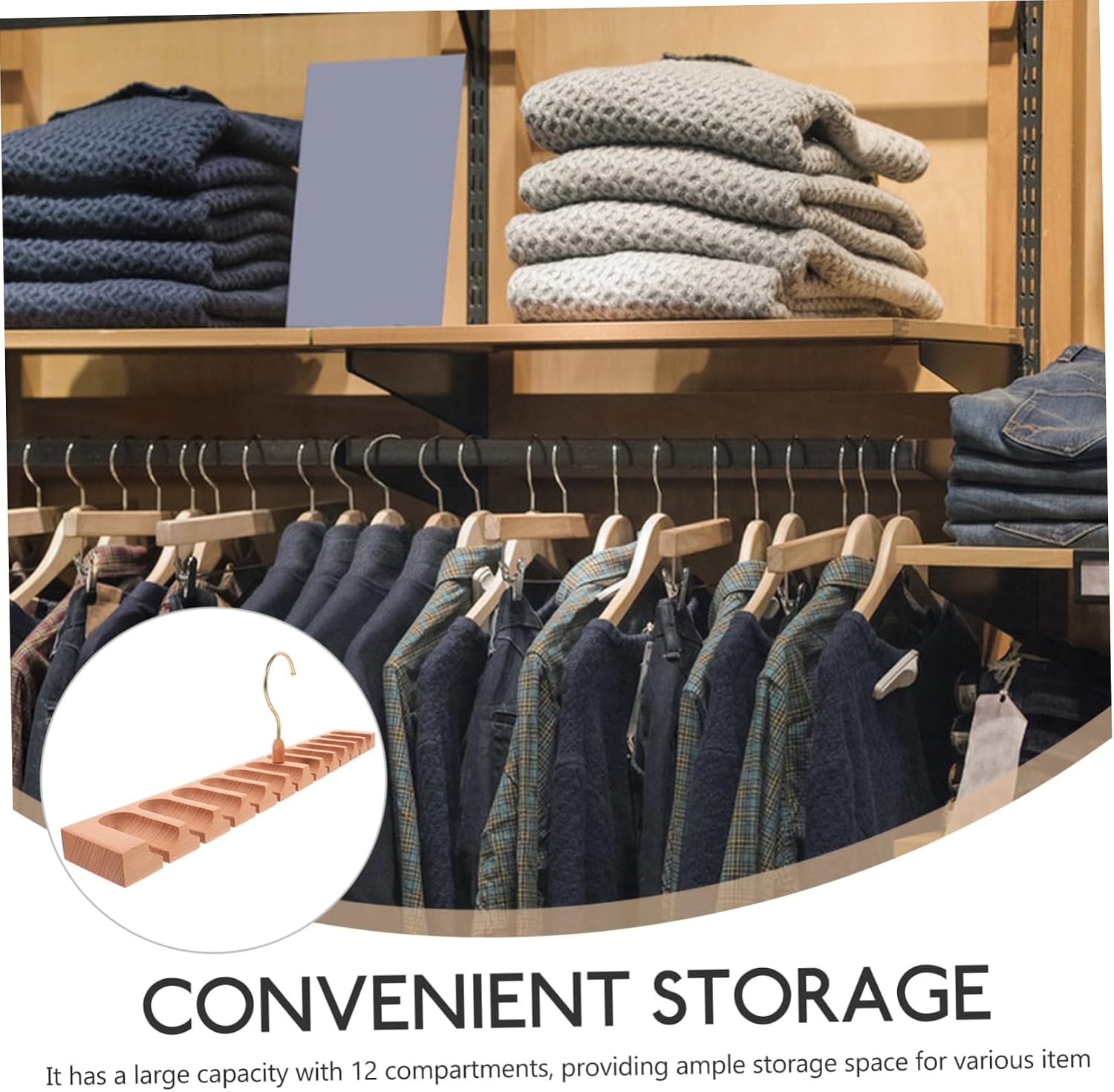 Cabilock Belt Organizer Rack Compartment Tie Hanger with Rotating Design for Closet Retail Use Space Saving Belt Storage for Home Commercial Settings