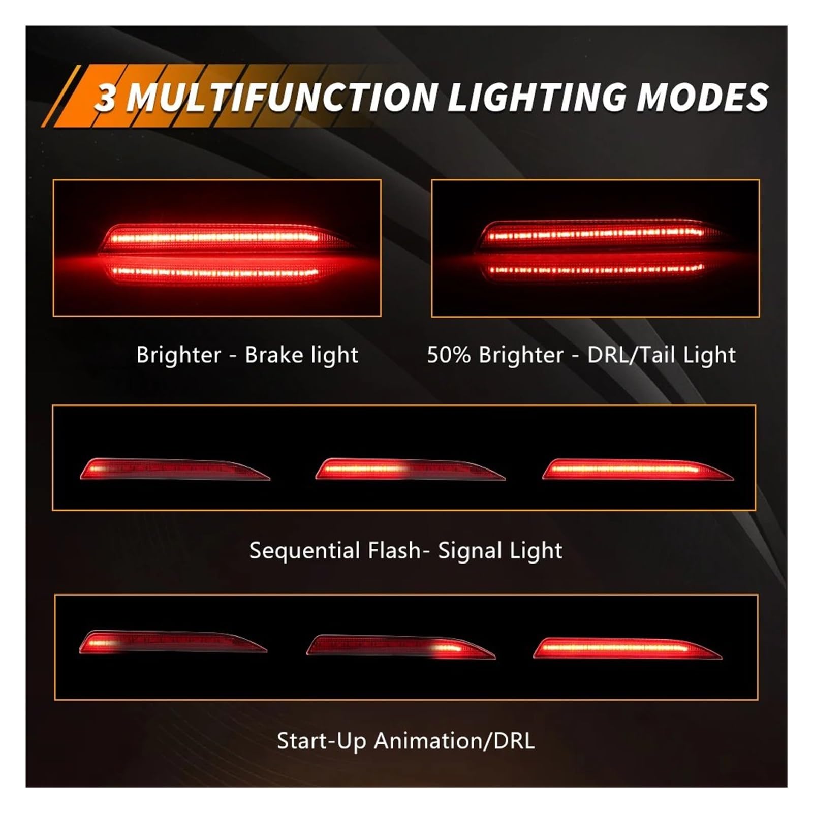 Lámpara Reflector Parachoques Trasero Para Ford Para Taurus Para Police Interceptor Sedan 2013-2019 Luz Reflectora Trasera Luces De Freno Luz Trasera Con LED(Red Lens Red LED)