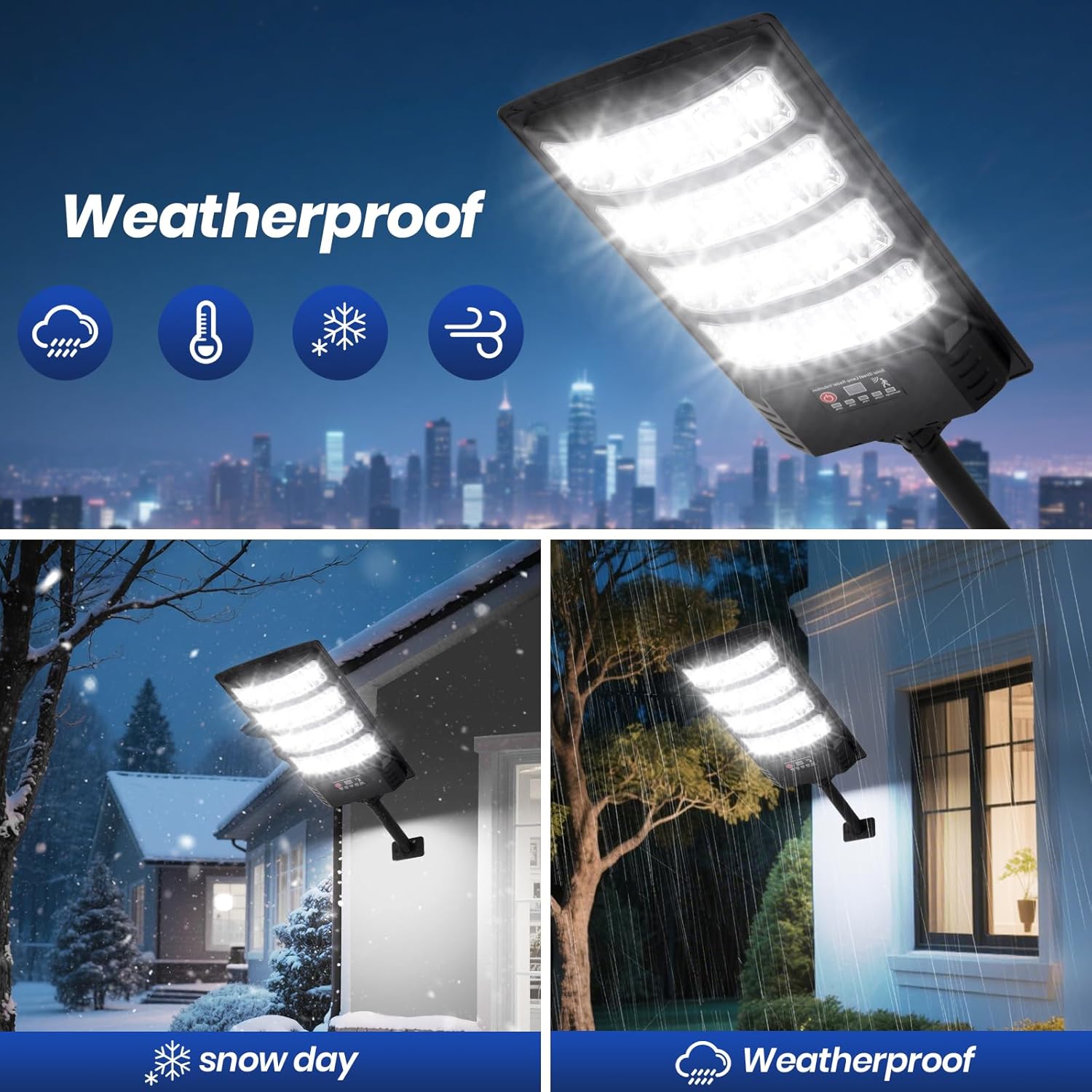 Solar Powered Outdoor Lights, 6500K Large LED Flood Lighting with Motion Sensor & Remote, Waterproof Dusk to Dawn Wall, Patio, Farm Lights for Garden, Yard, Garage